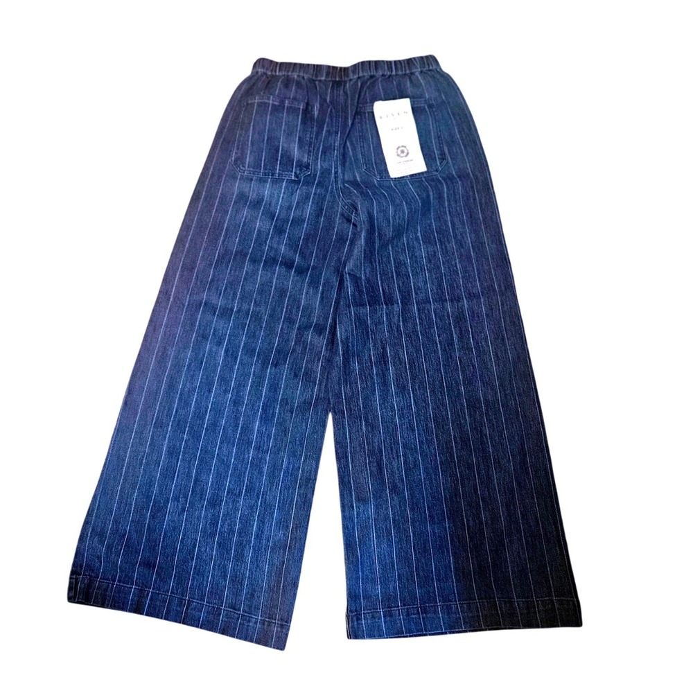 Risen Jeans Los Angeles Pinstripe Wide Leg Denim Pants Indigo Blue Womens Large - Picture 7 of 13